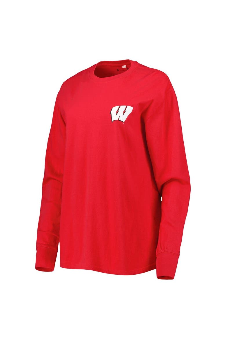 Women's Pressbox Red Wisconsin Badgers Valencia Plaid 2-Hit Long Sleeve T-Shirt, Alternate, color, Red