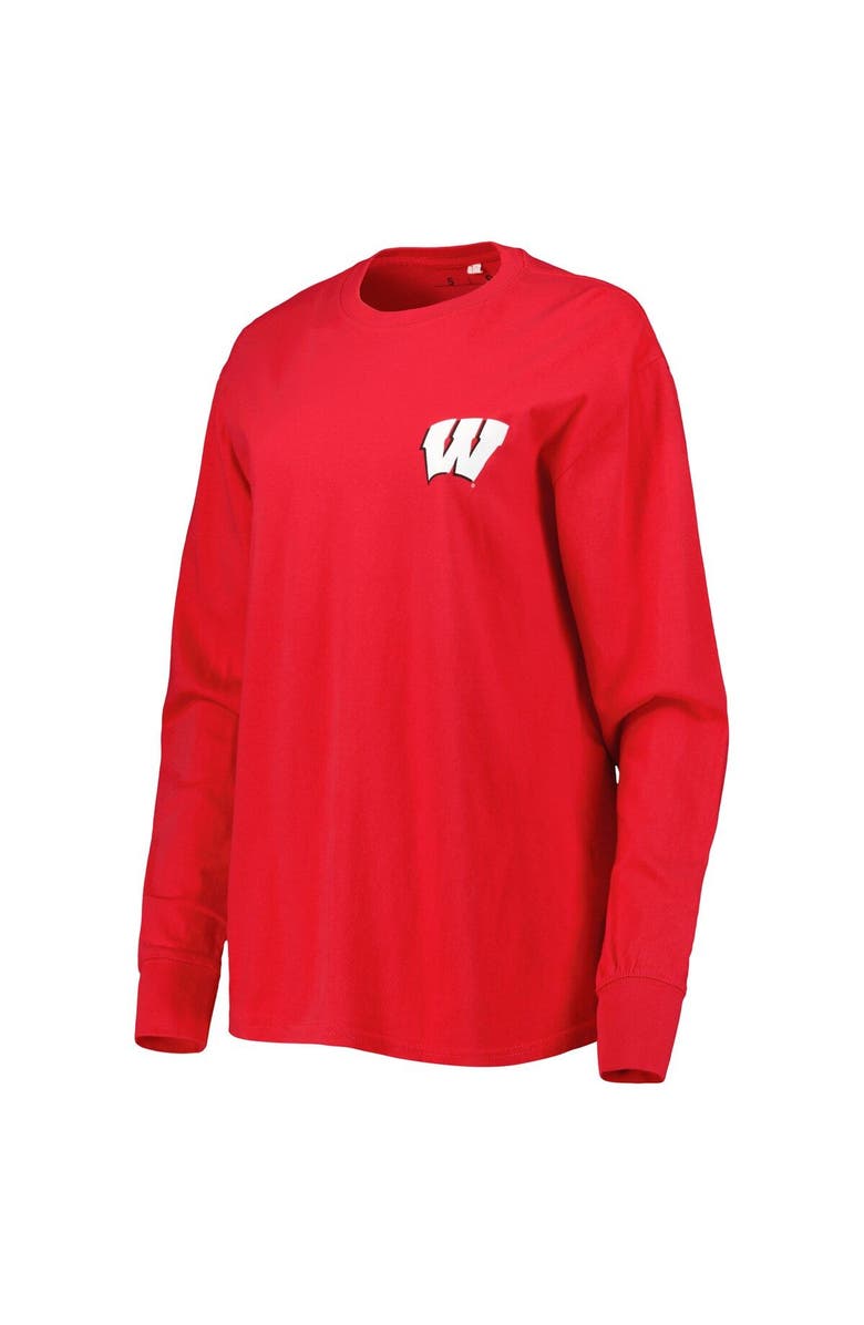 PRESSBOX Women's Pressbox Red Wisconsin Badgers Valencia Plaid 2-Hit Long Sleeve T-Shirt, Alternate, color, 