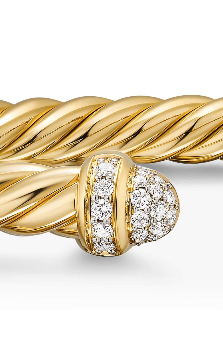 David Yurman Cablespira<sup>®</sup> Flex Bracelet in 18K Yellow Gold with Diamonds, 4mm, Alternate, color, Diamond