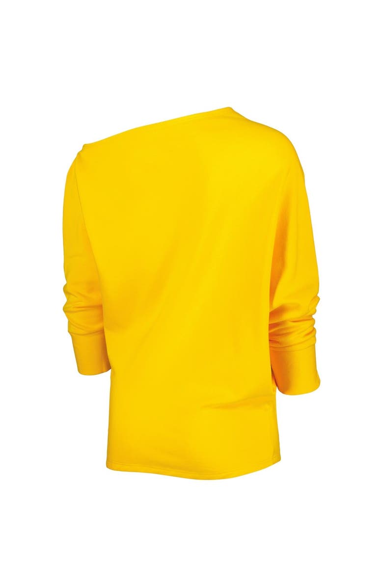 KIYA TOMLIN Women's KIYA TOMLIN Gold Pittsburgh Steelers Twisted Tri-Blend Asymmetrical 3/4-Dolman Sleeve Sweatshirt, Alternate, color, 