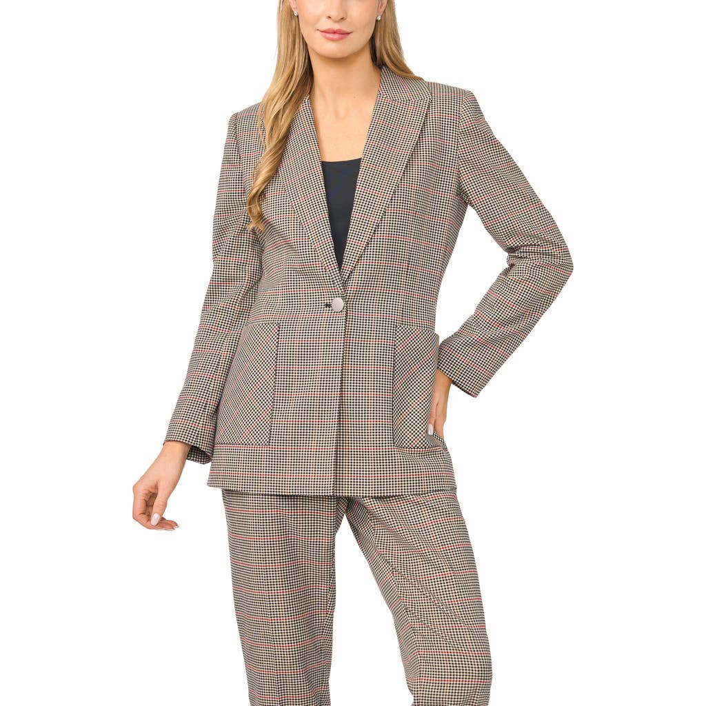 Halogenr Halogen(r) Print Single Button Blazer In Rich Black/beige