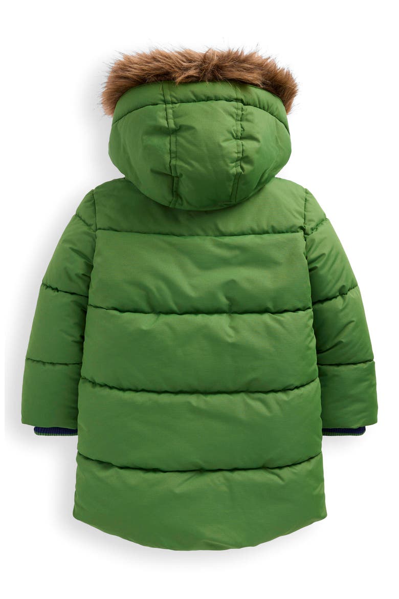 Kids' Fleece Lined Faux Fur Hooded Puffer Coat, Alternate, color, COLOR BLOCK GREEN