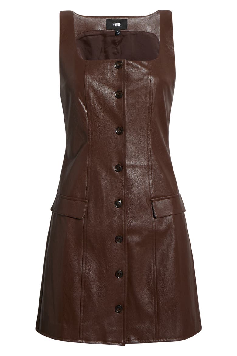 Rubie Sleeveless Faux Leather Minidress, Alternate, color, TAMARIND