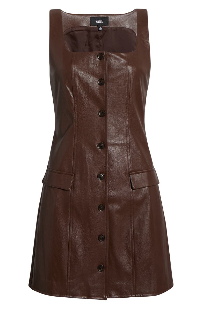PAIGE Rubie Sleeveless Faux Leather Minidress, Alternate, color, Tamarind