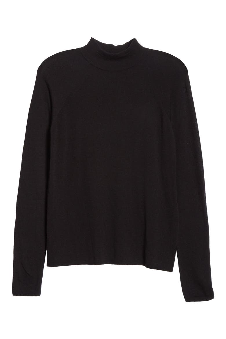 Seamless Wool Blend Mock Neck Top, Alternate, color, BLACK