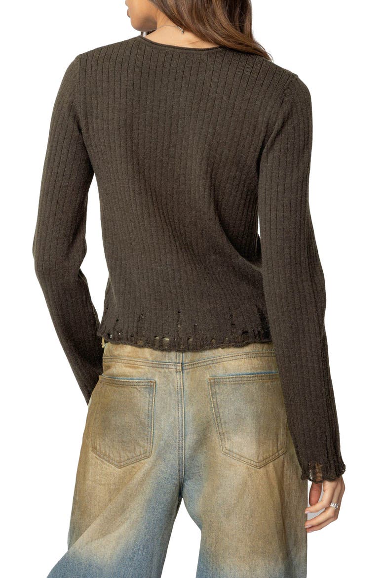 Distressed Rib Sweater, Alternate, color, OLIVE