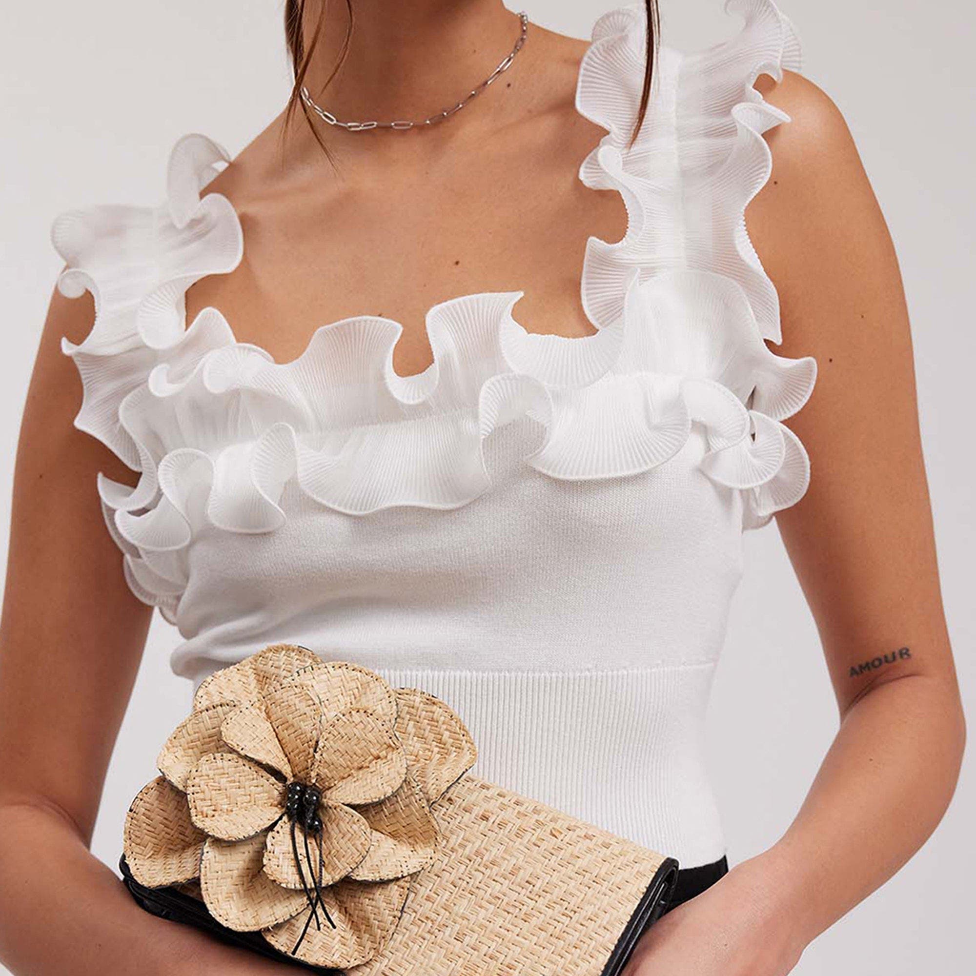 Raffia Flower Shoulder Bag, Alternate, color, Natural