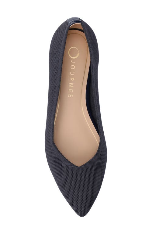 Journee Collection Minnah Knit Almond Toe Flat In Navy