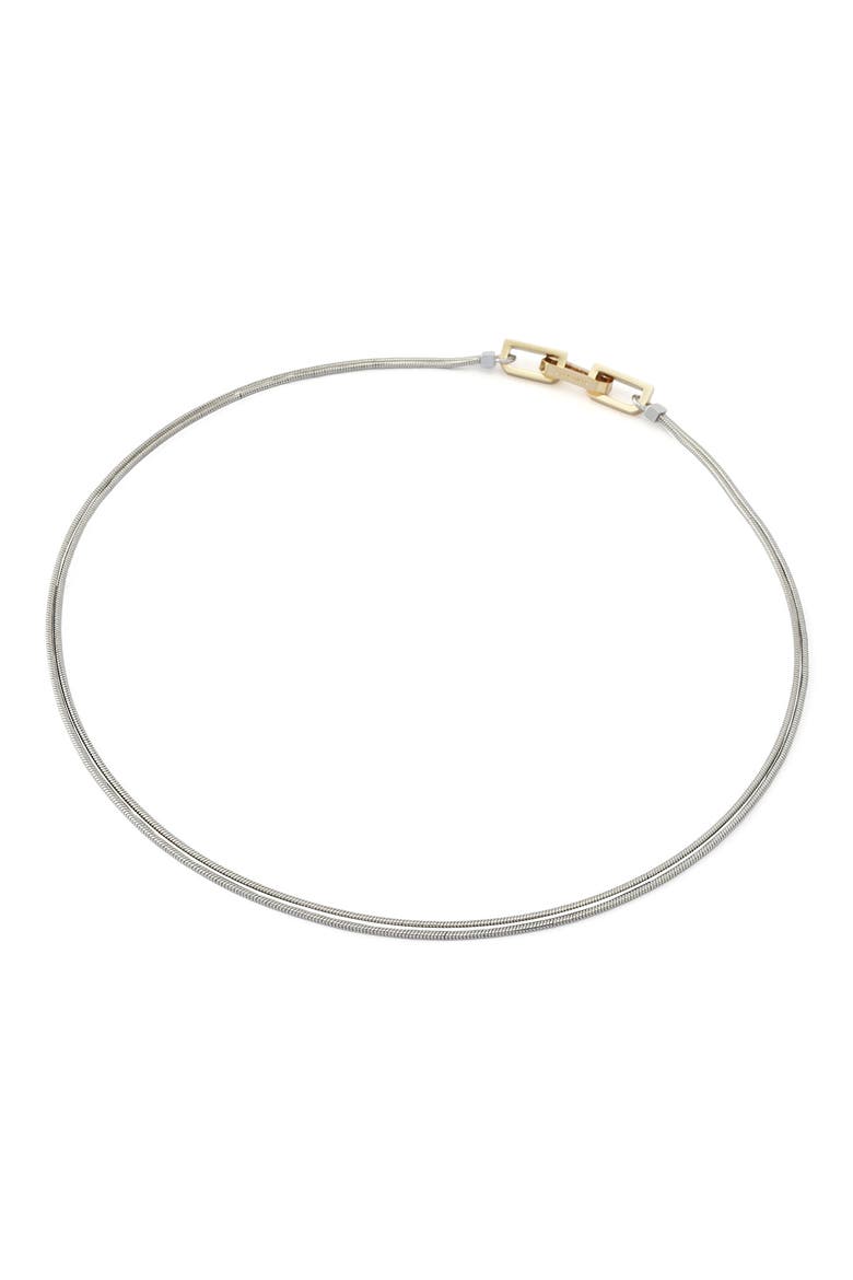 Hex Link Multilayer Necklace, Alternate, color, TWO TONE SHINY RHODIUM