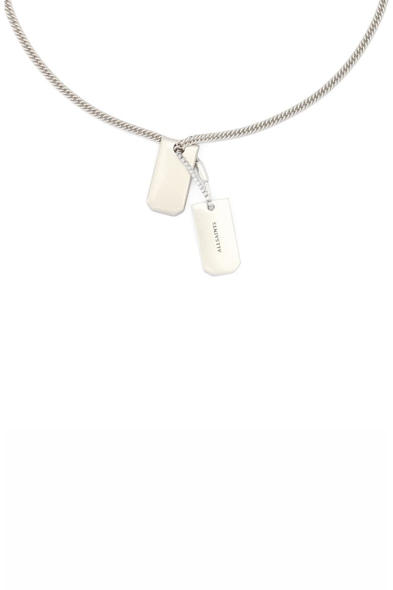 Dog Tag Pendant Necklace, Main, color, WARM SILVER