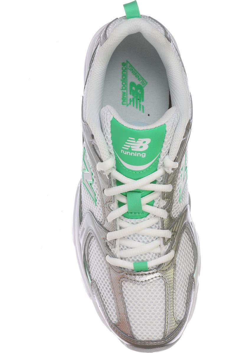 New Balance Gender Inclusive 530 Sneaker, Alternate, color, Silver Metallic/ Green Apple