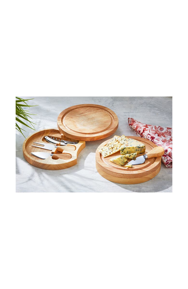 tag Picnic Cheese and Wine Set with Natural Wood Serving Trays, Alternate, color, Beige