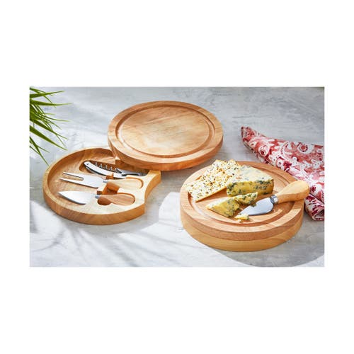 Tag Picnic Cheese And Wine Set With Natural Wood Serving Trays In Brown