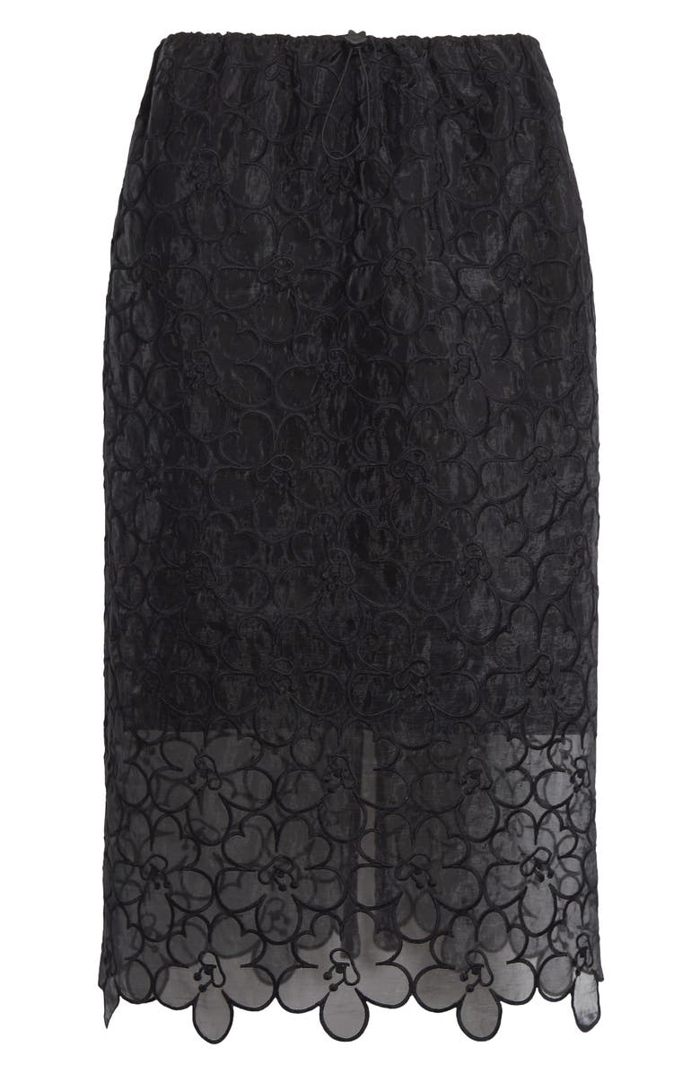 Cecilie Bahnsen Bria Floral Embroidered Organza Midi Skirt, Main, color, Black Felicia Embroidery