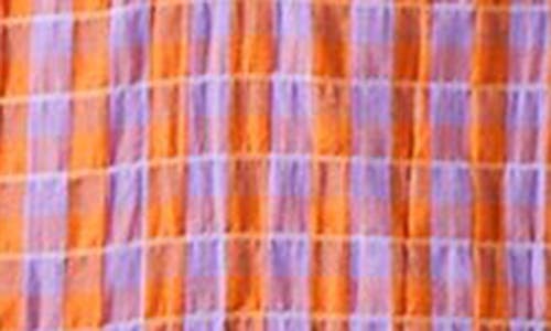Lk Bennett Womens Mul-orange Camille Gingham Seersucker-cotton Shirt In Orange