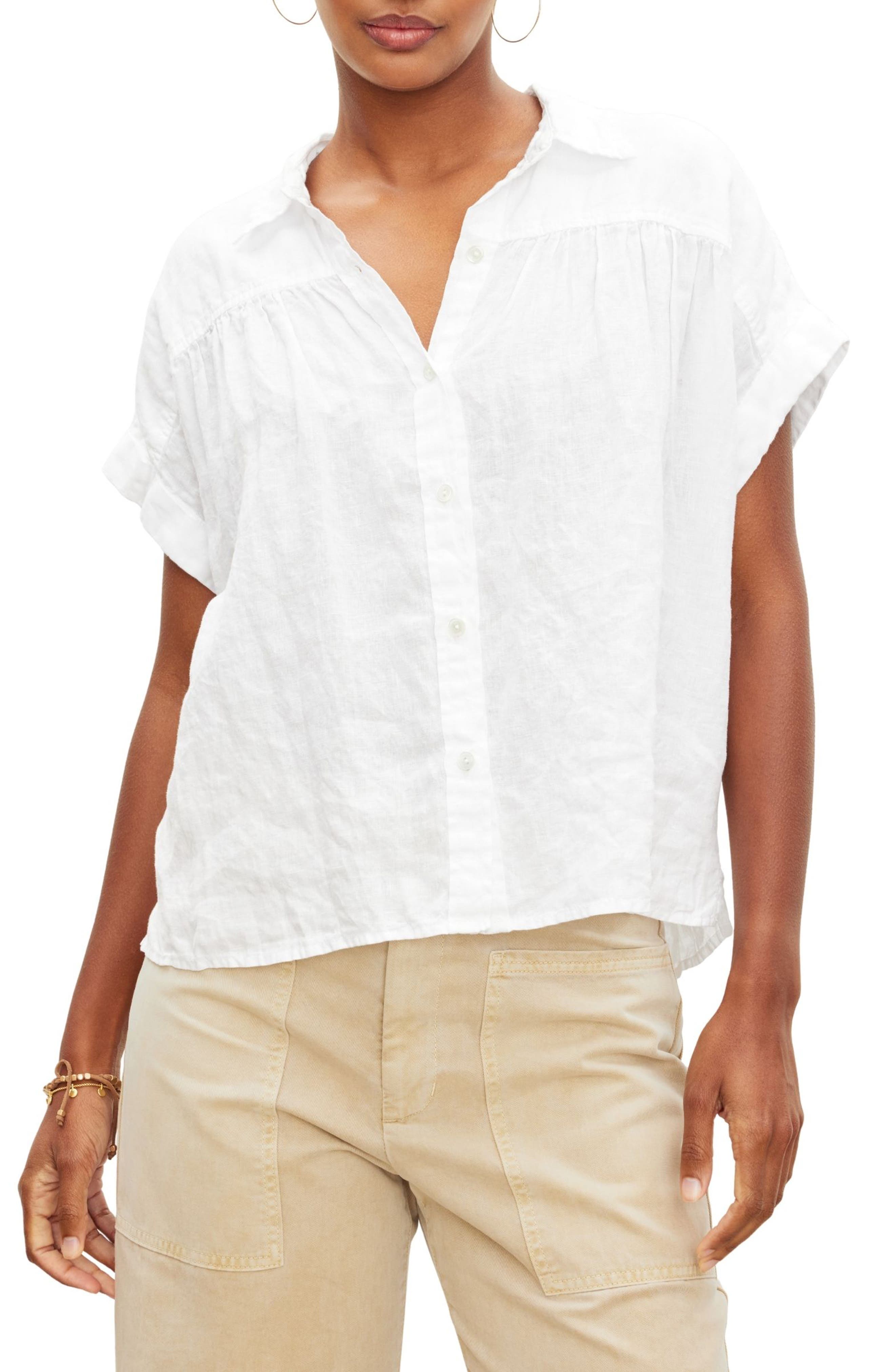 Aria Linen Button-Up Top