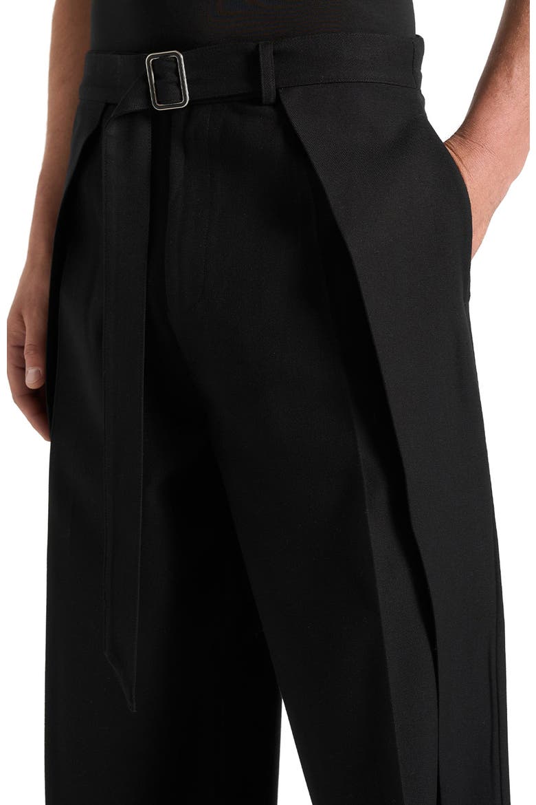 Charles Wide Fit Wrap Leg Tailored Trousers, Alternate, color, Black