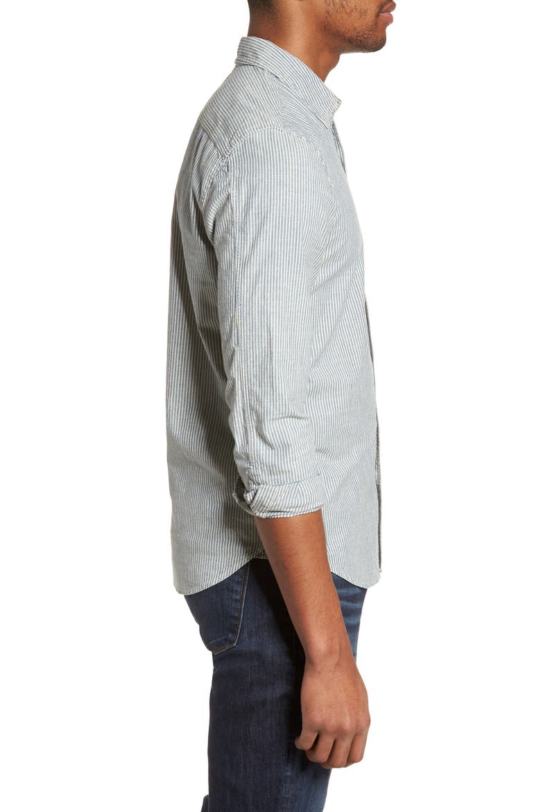 Nelson Slim Fit Stripe Sport Shirt, Alternate, color, INDIGO/ WHITE STRIPE