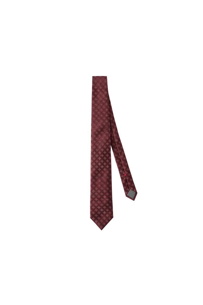 Silk tie with geometric floral pattern, Alternate, color, Burgundy