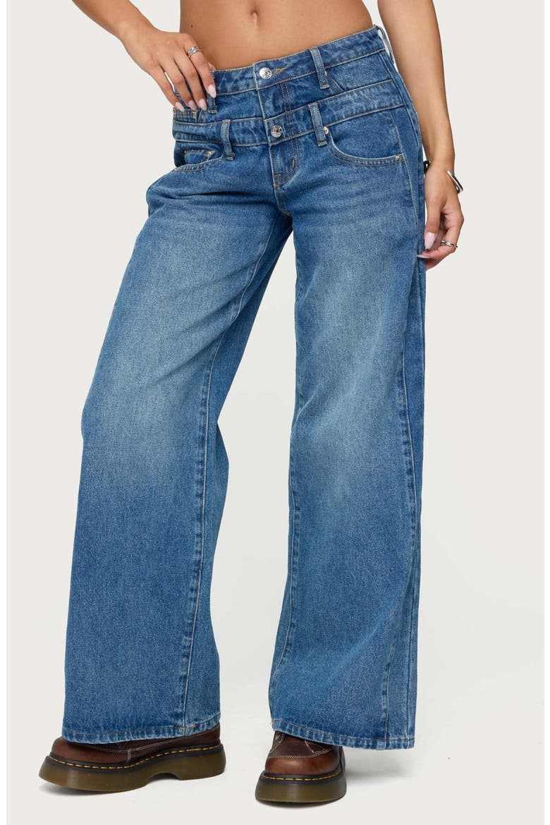 Abel Layered Waist Low Rise Wide Leg Jeans, Alternate, color, BLUE