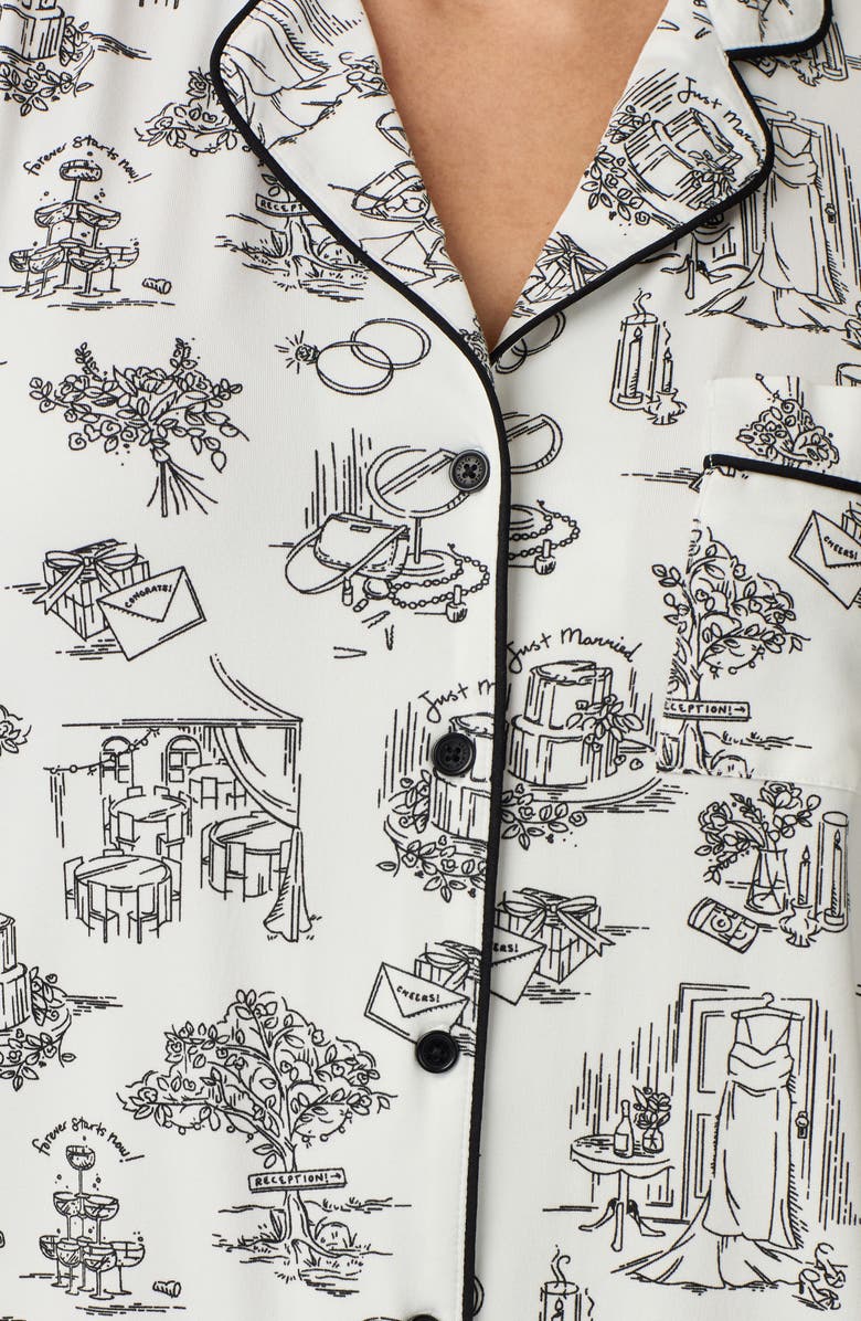 Kate Spade New York print short pajamas, Alternate, color, Whtblack