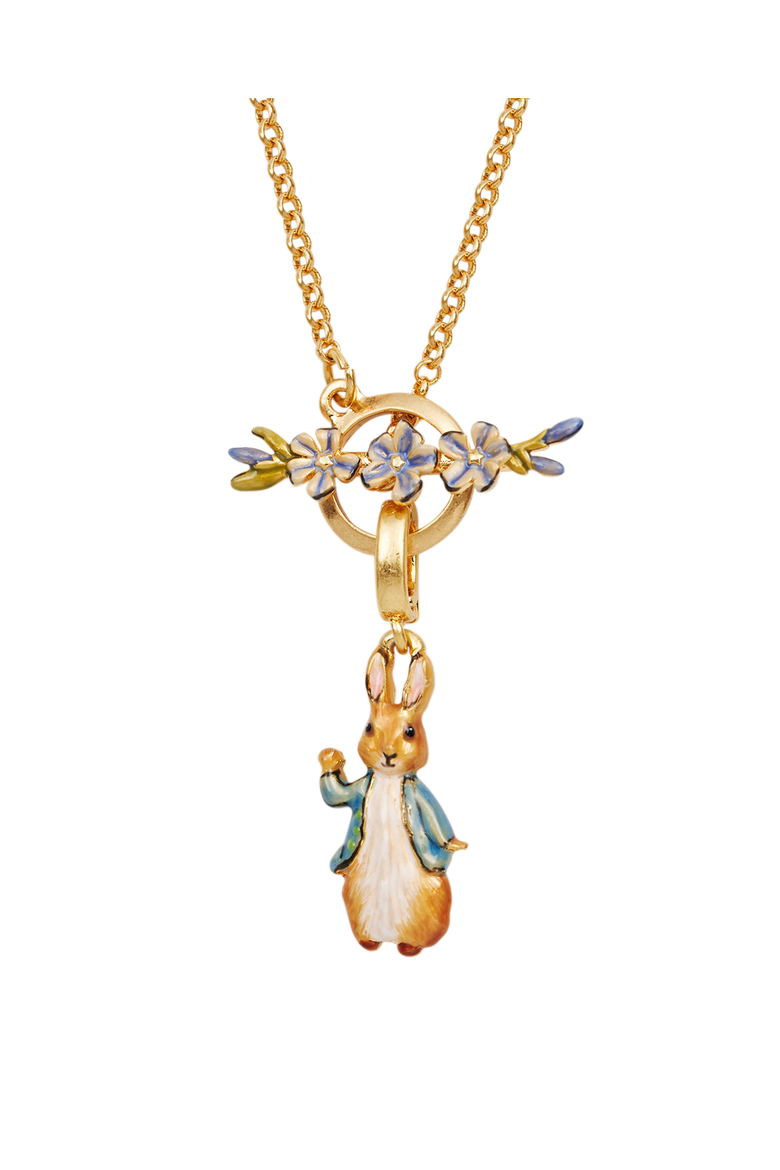 x Peter Rabbit Forget Me Not Toggle Necklace, Alternate, color, Gold