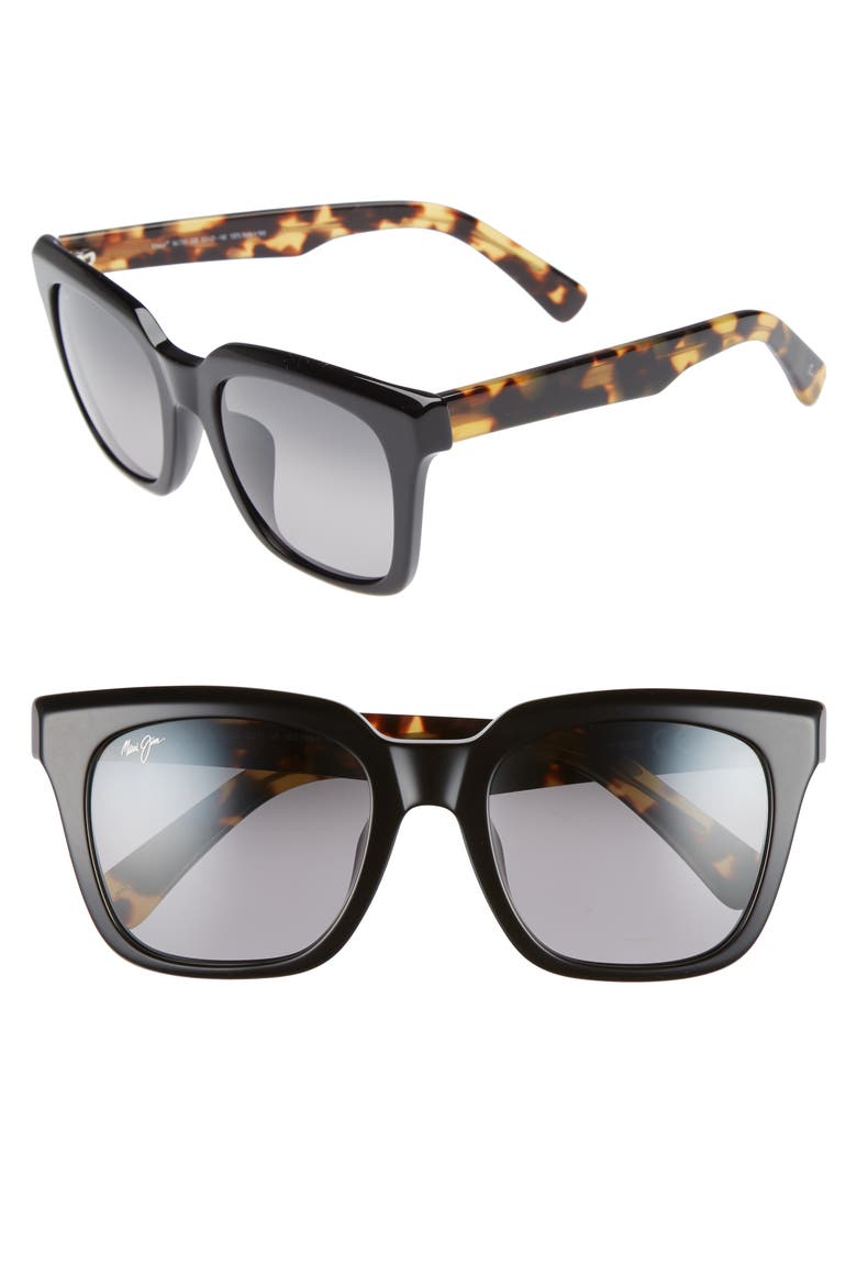 Heliconia 53mm PolarizedPlus2® Square Sunglasses, Main, color, BLACK/ TOKYO TORTOISE/ GREY