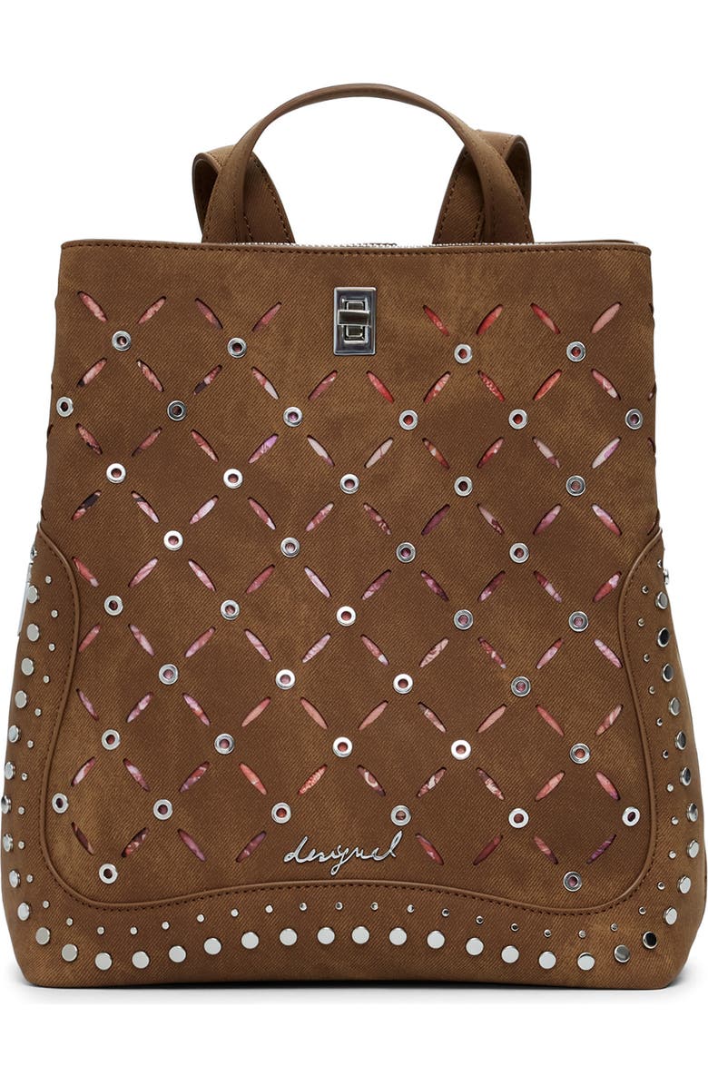 Desigual Medium Faux Leather Backpack, Main, color, Camel
