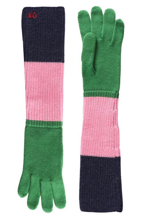 Frances Valentine Colorblock Knit Gloves in Navy Heather Multi 