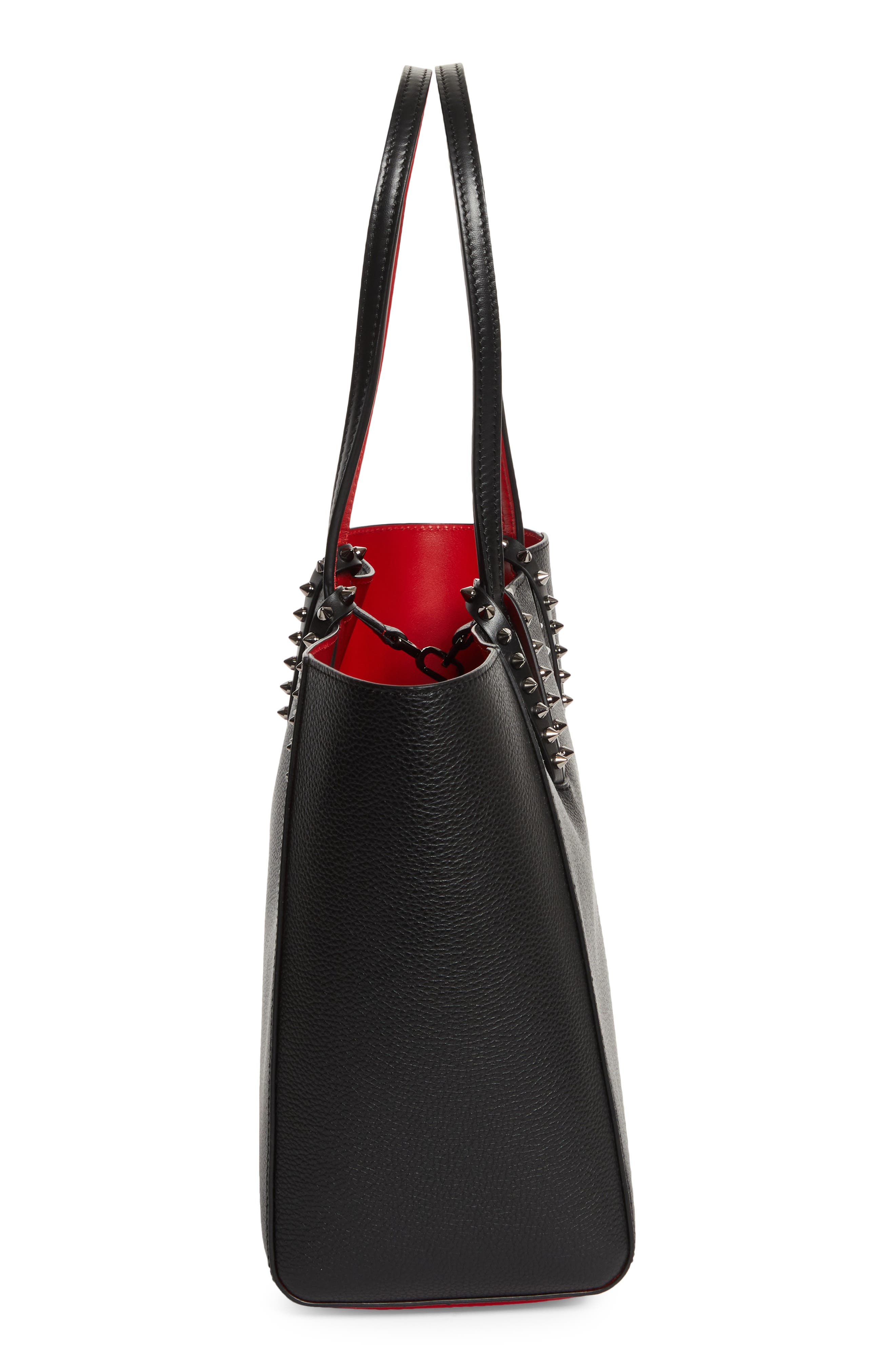 Christian Louboutin Small Cabata Soft Leather Tote, Alternate, color, B078 Black/ Gun Metal