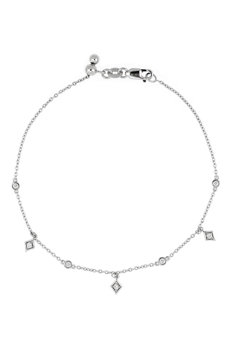 Maya Diamond Station Adjustable Bracelet, Main, color, WHITE GOLD/ DIAMOND