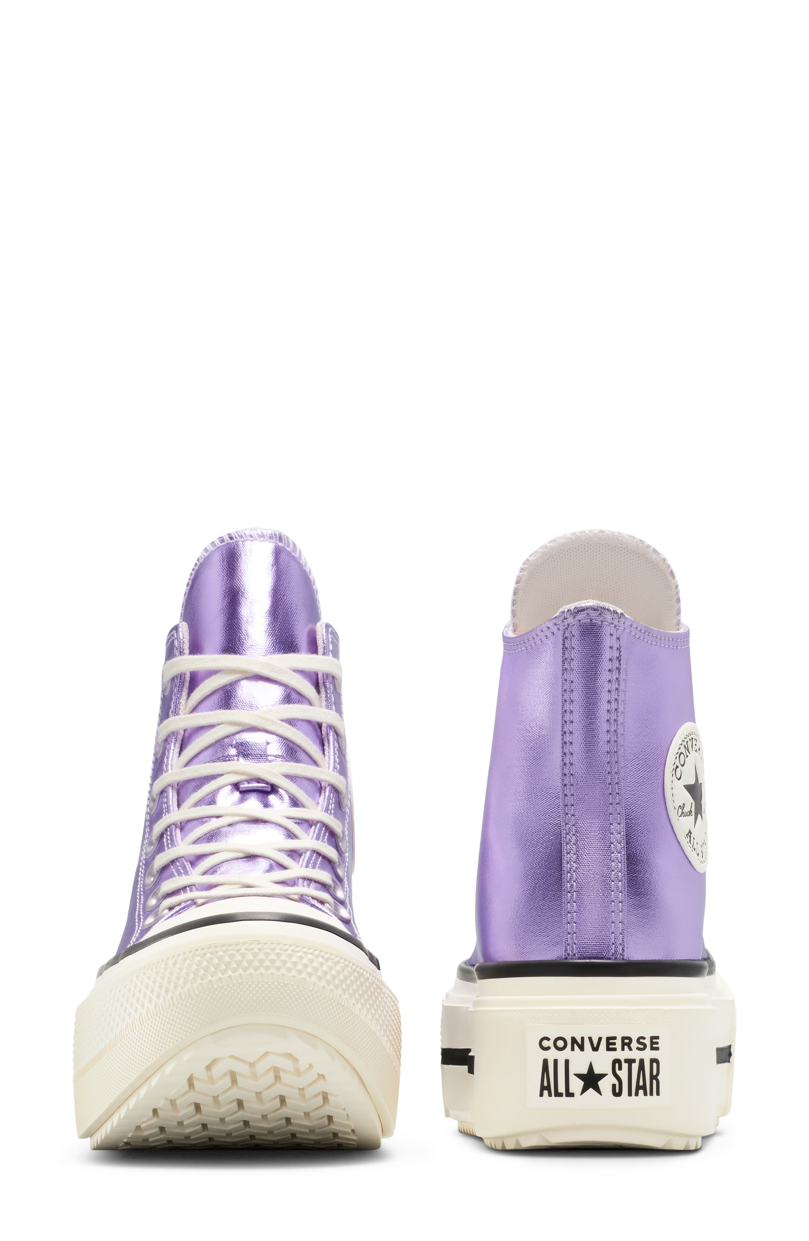 Converse Gender Inclusive Chuck Taylor<sup>®</sup> All Star<sup>®</sup> Double Stack High Top Sneaker, Alternate, color, Light Purple/ Egret/ Black