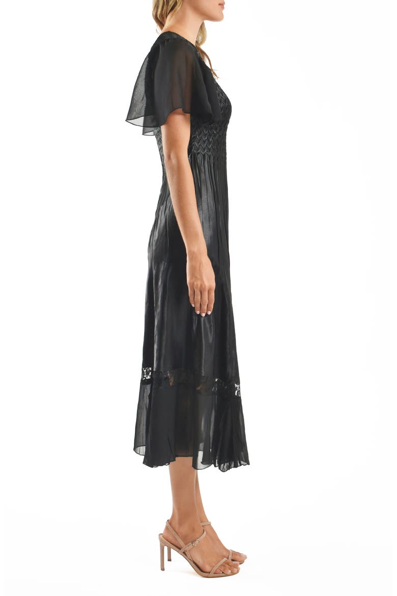 Charmeuse & Chiffon Cocktail Dress, Alternate, color, BLACK