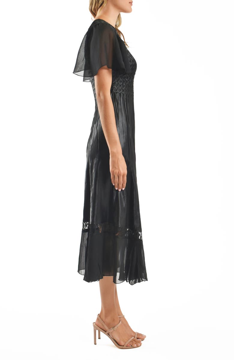 Komarov Charmeuse & Chiffon Cocktail Dress, Alternate, color, Black