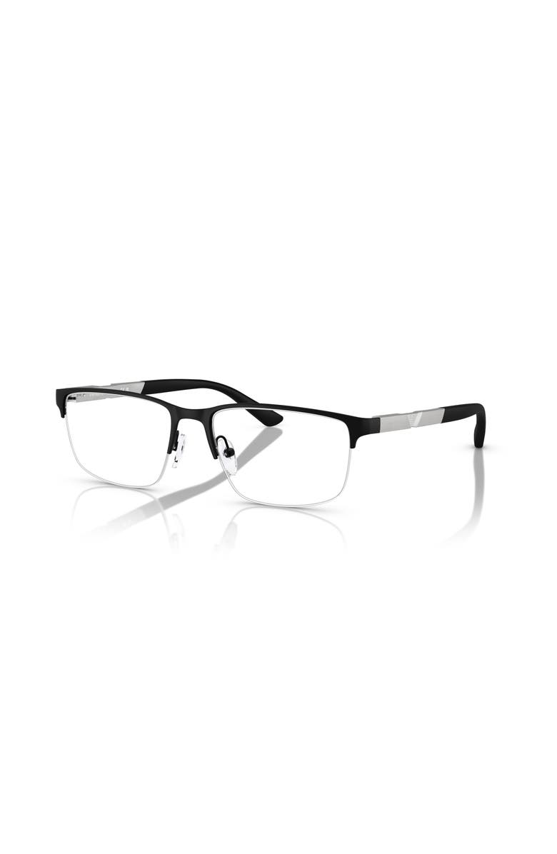 Emporio Armani 56mm Rectangle optical glasses, Main, color, Black