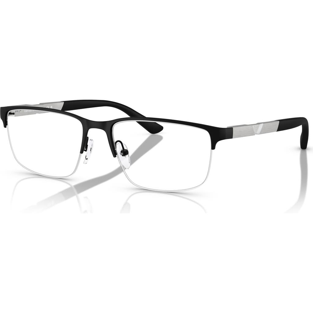 Emporio Armani 56mm Rectangle Optical Glasses In Black