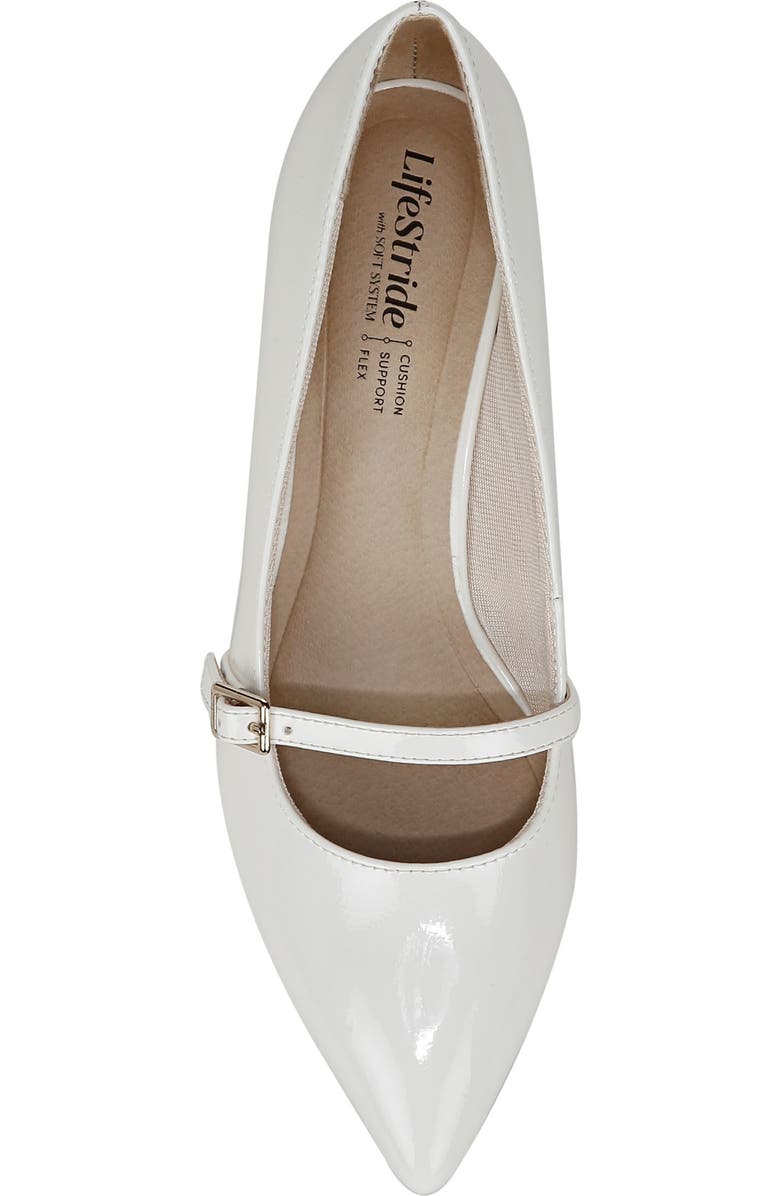 LifeStride Madelyn Mary Jane Pointed Toe Kitten Heel Pump, Alternate, color, White
