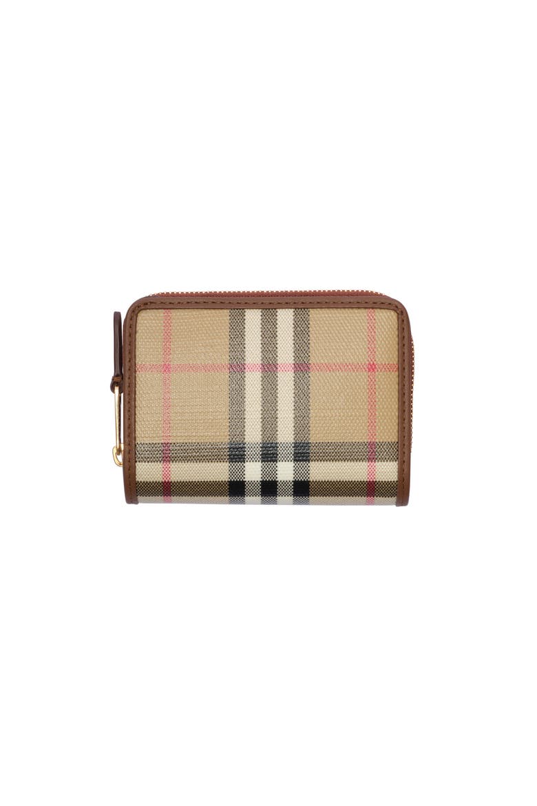 Small Check Zip Wallet, Main, color, Archive beige