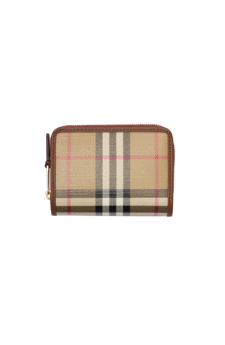 Burberry Small Check Zip Wallet, Main, color, Archive Beige