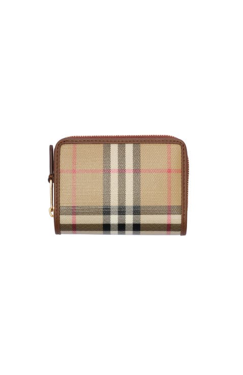 Small Check Zip Wallet