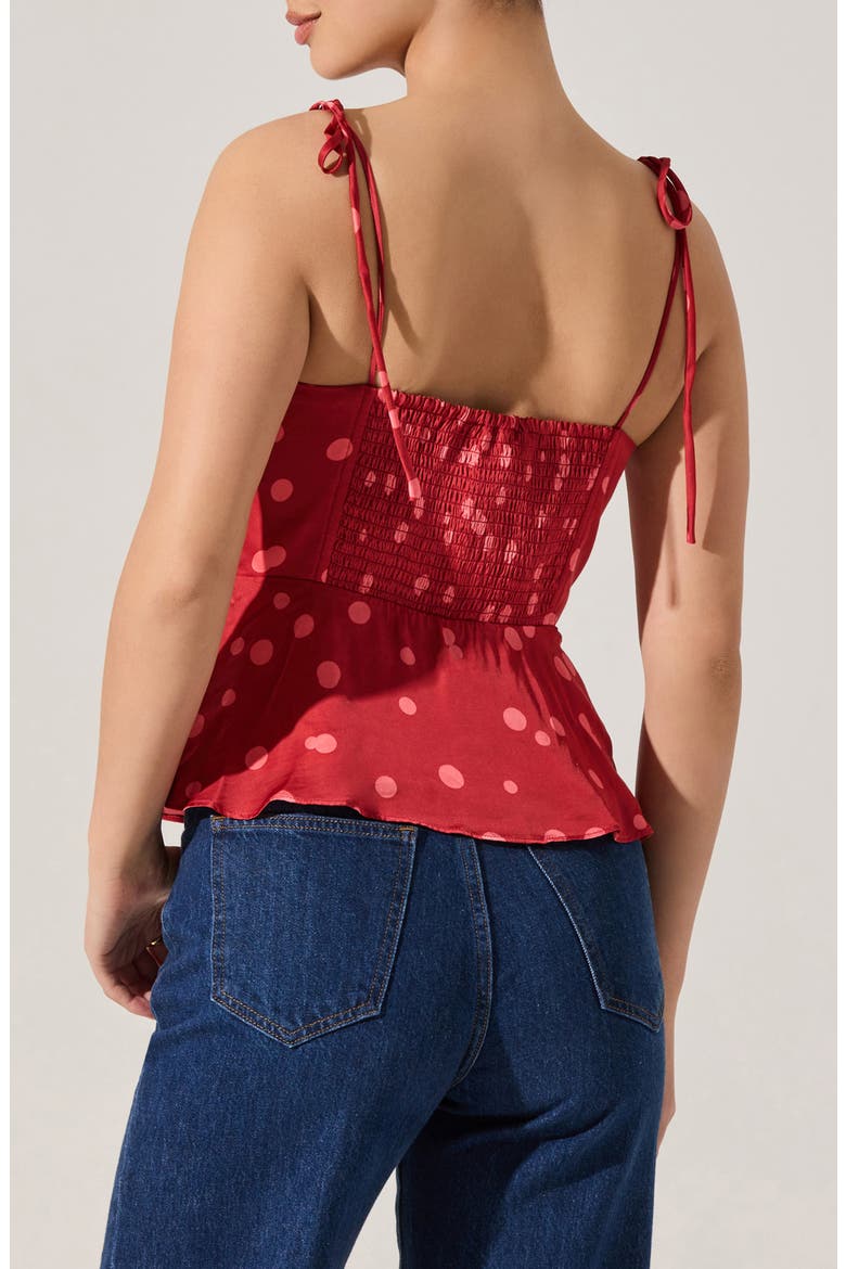 Selina Peplum Corset Top, Alternate, color, RED POLKA DOT