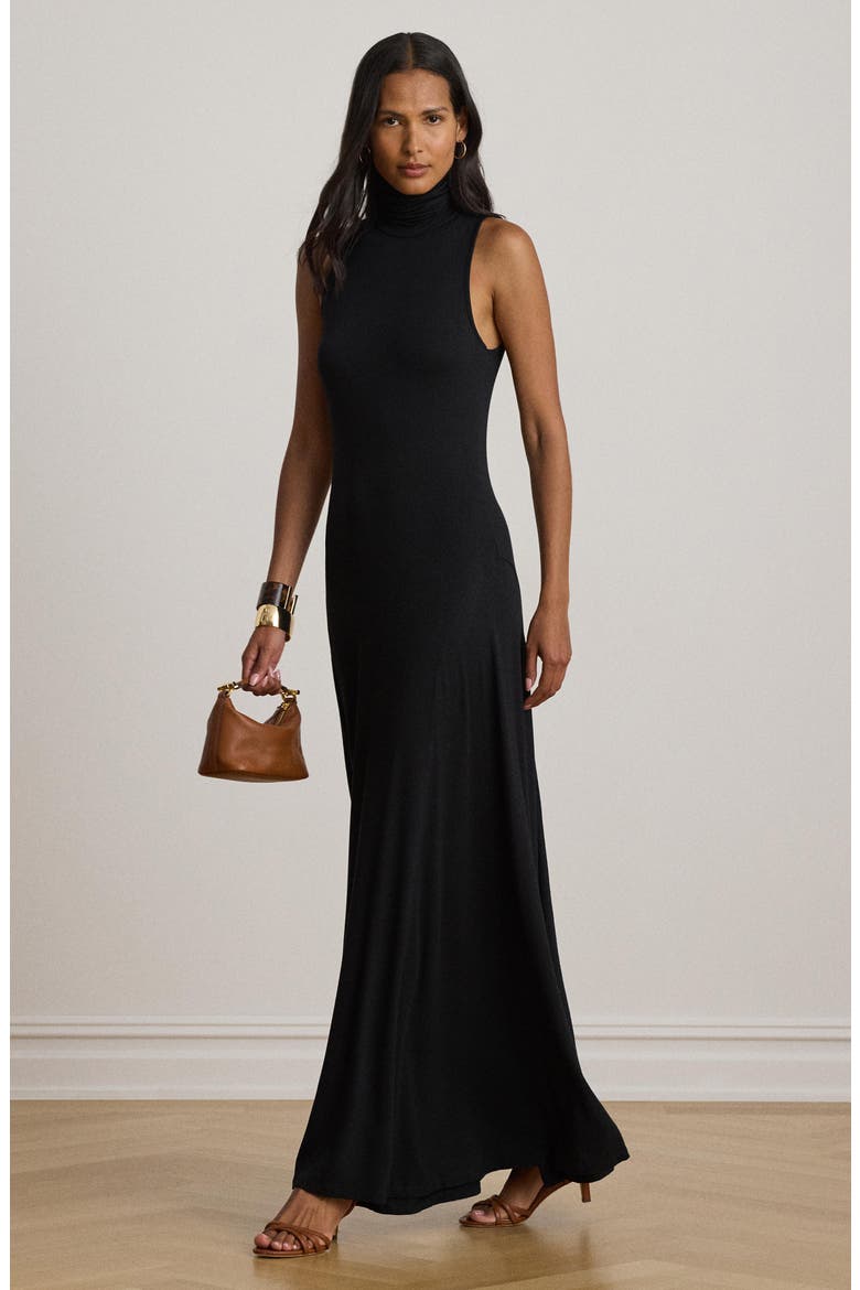 Sleeveless Stretch Jersey Maxi Dress, Alternate, color, BLACK