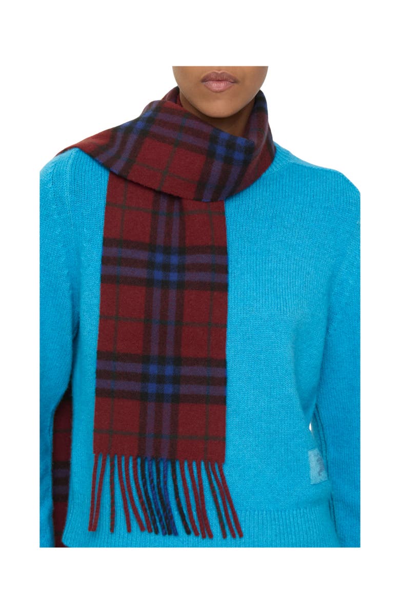 Burberry Narrow Check Cashmere Scarf, Alternate, color, Sash Red