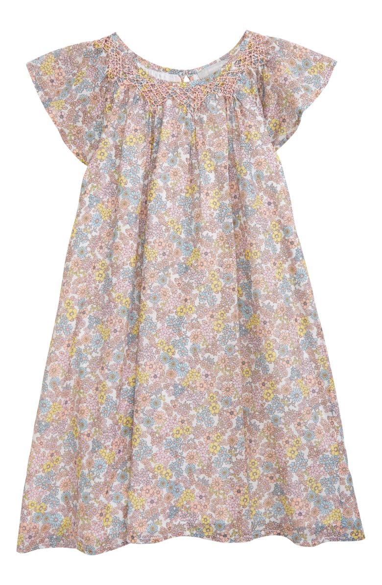Nordstrom Flower Print Flutter Sleeve Dress, Main, color,