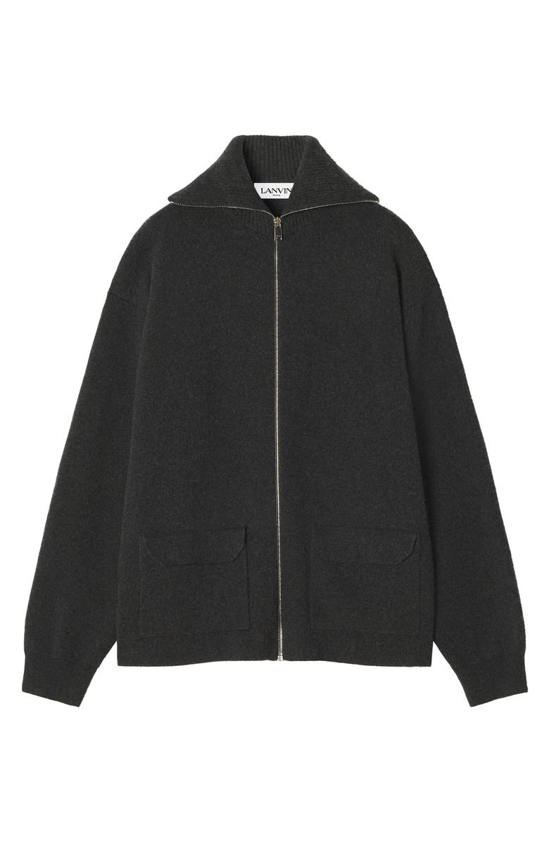 Lanvin Cashmere Zip Cardigan, Main, color, Heather Grey