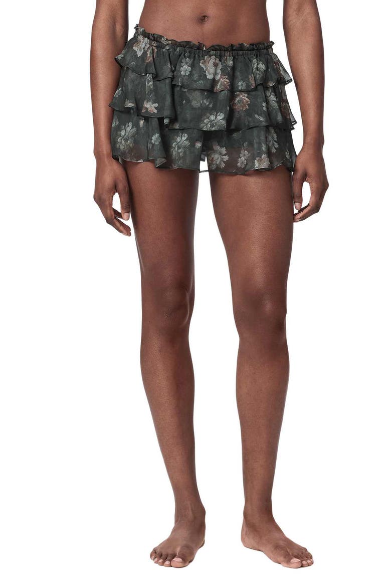 Ruffle Silk Skort, Main, color, JARDINIA DEEP GREEN