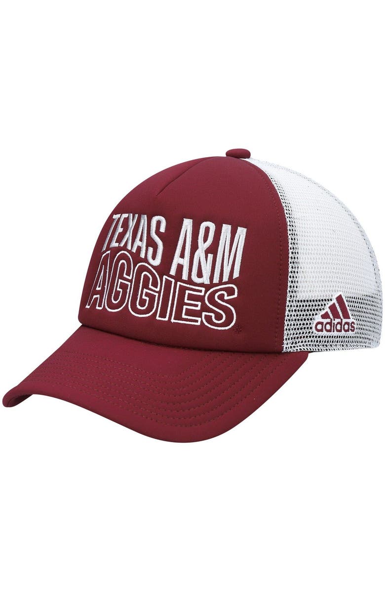 adidas Men's adidas Maroon/White Texas A&M Aggies Wave Foam Trucker Snapback Hat, Main, color, Maroon