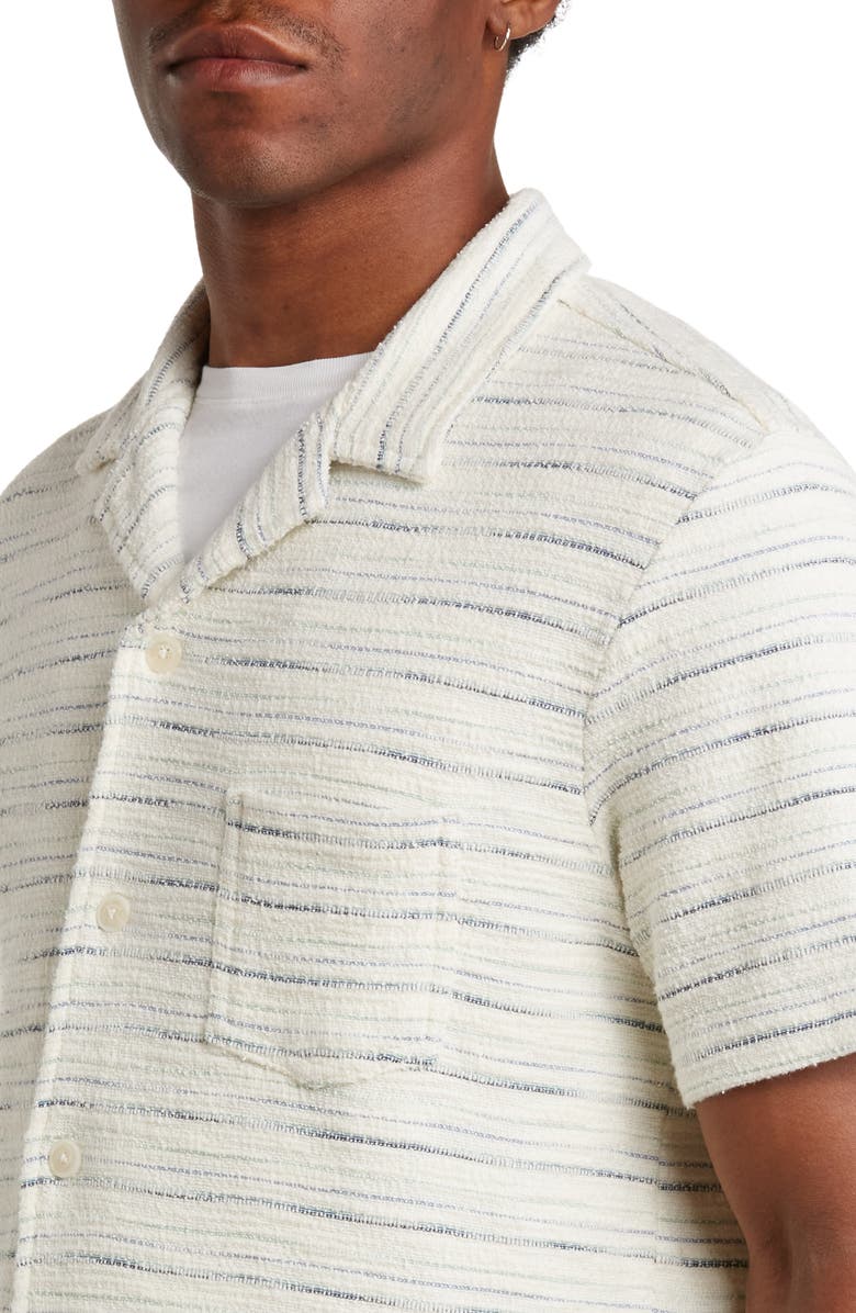 Marine Layer Stripe French Terry Short Sleeve Button-Up Camp Shirt, Alternate, color,