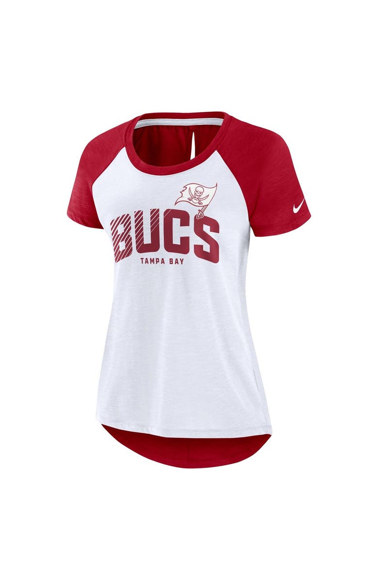 Nike Women's Nike White/Heather Scarlet Tampa Bay Buccaneers Back Slit Lightweight Fashion T-Shirt, Alternate, color,