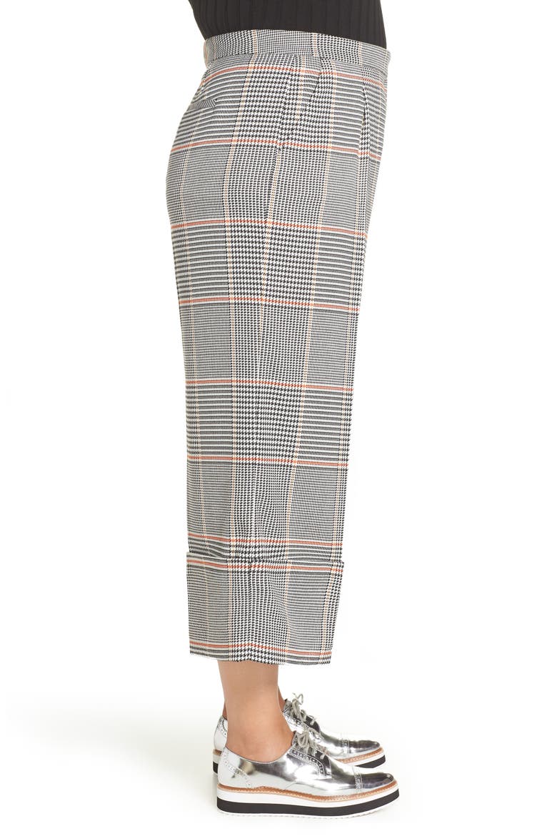 x Atlantic-Pacific Plaid Wide Leg Crop Pants, Alternate, color, BLACK PLAID